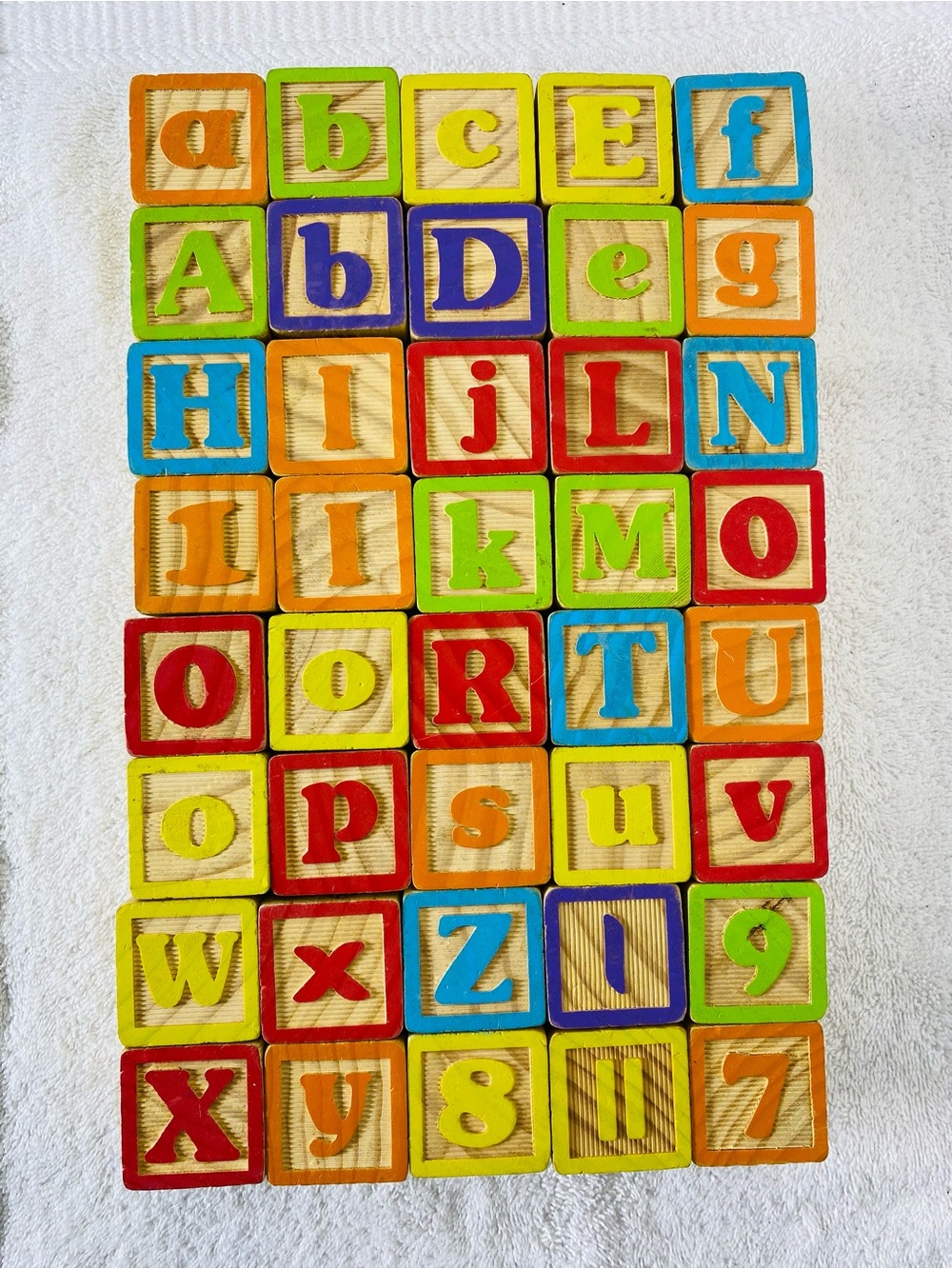 Vintage Style Wooden Alphabet Stacking Building Blocks Toy Lot 40 pcs Retro